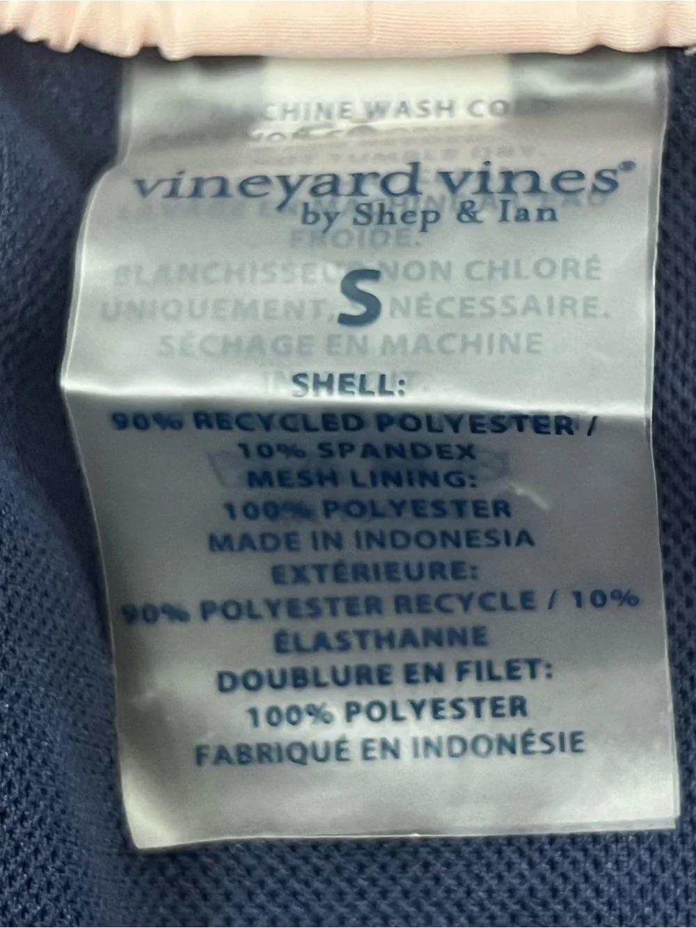 Vineyard Vines Navy Blue Striped Swim Trunks Board Shorts Mens Size S (Flaw)